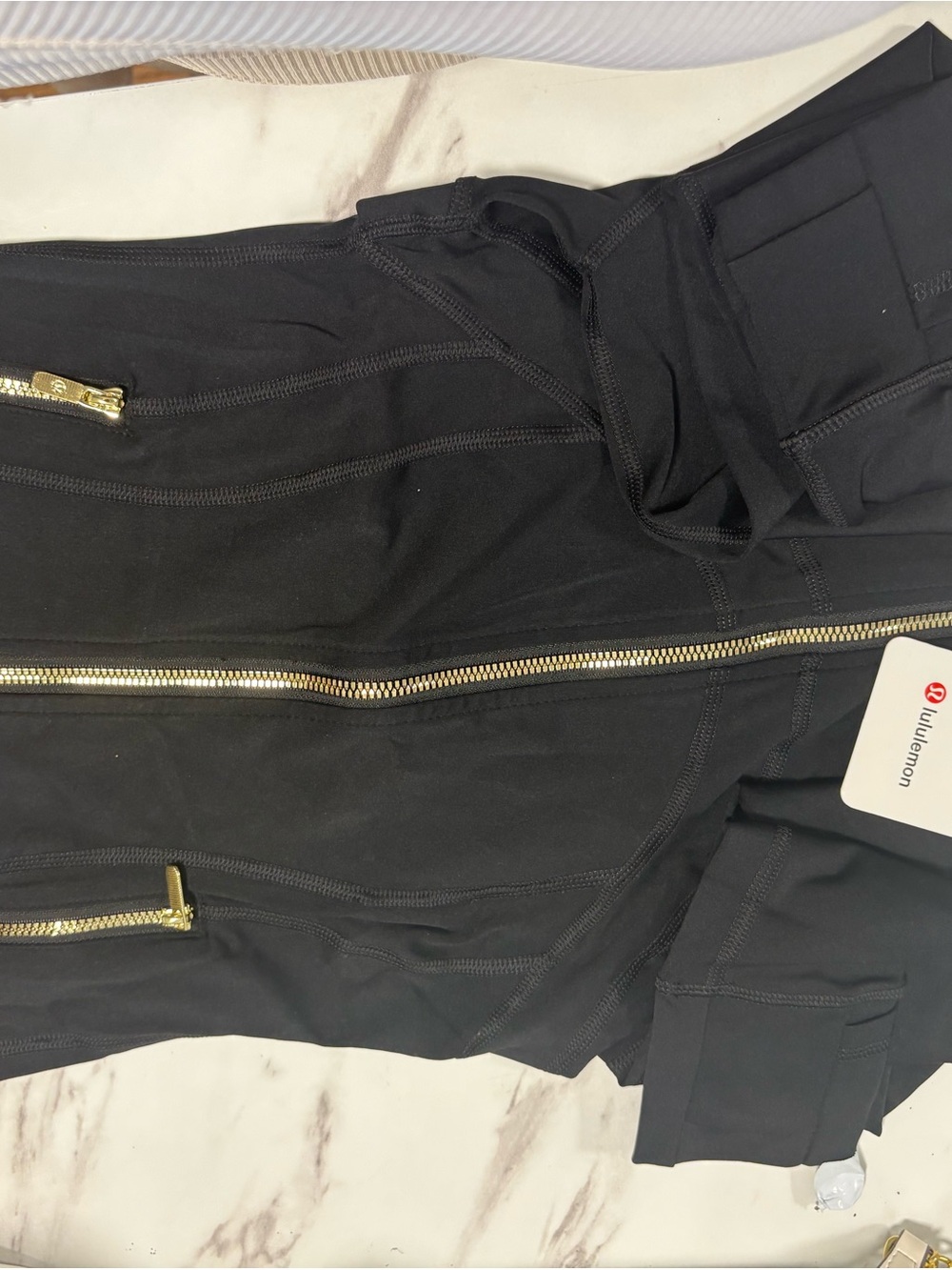lululemon athletica Black Zip-Up Sweater with Gold Hardware